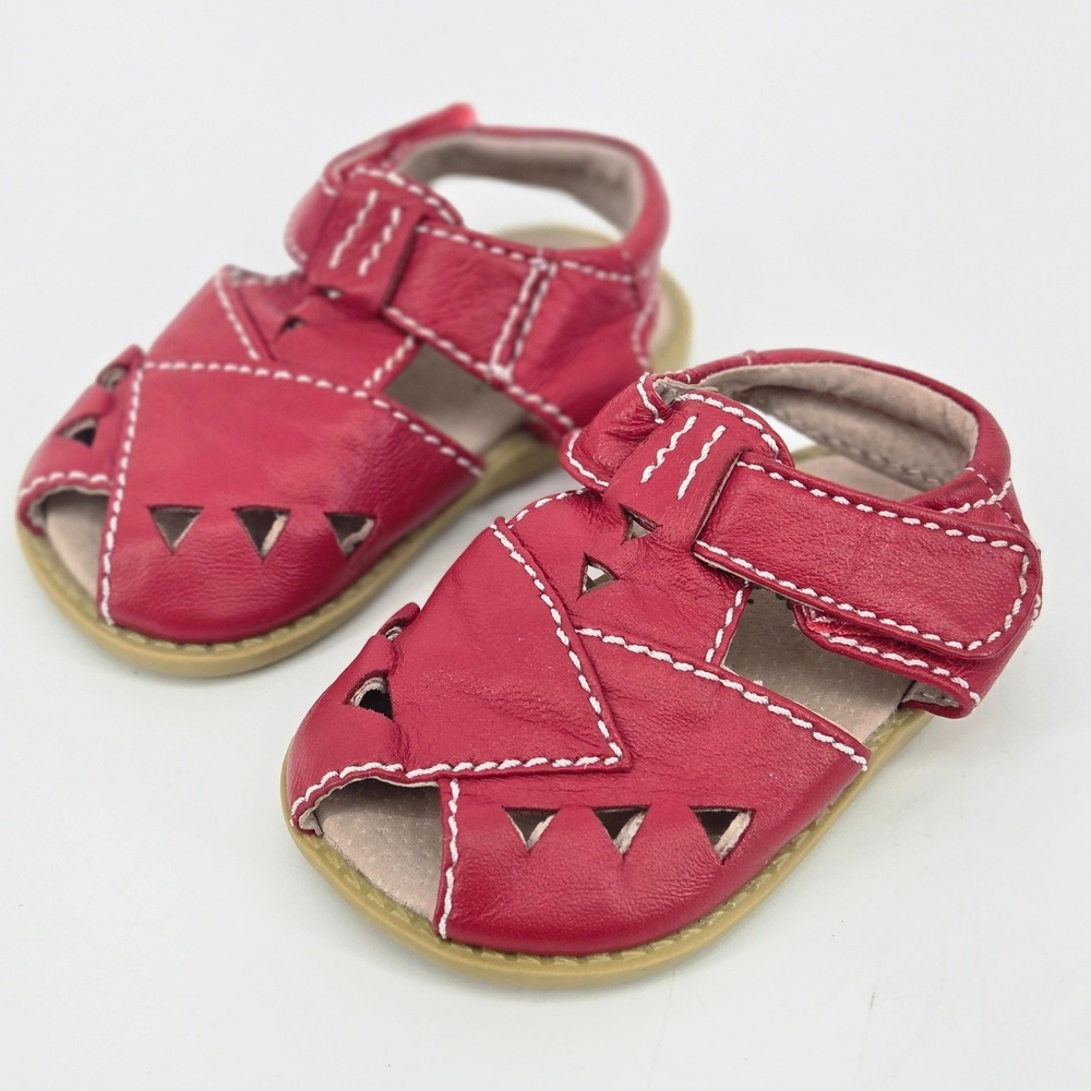 Livie & Luca Red Leather Triangle Cutout Closed Toe Fisherman Sandals Toddler 4